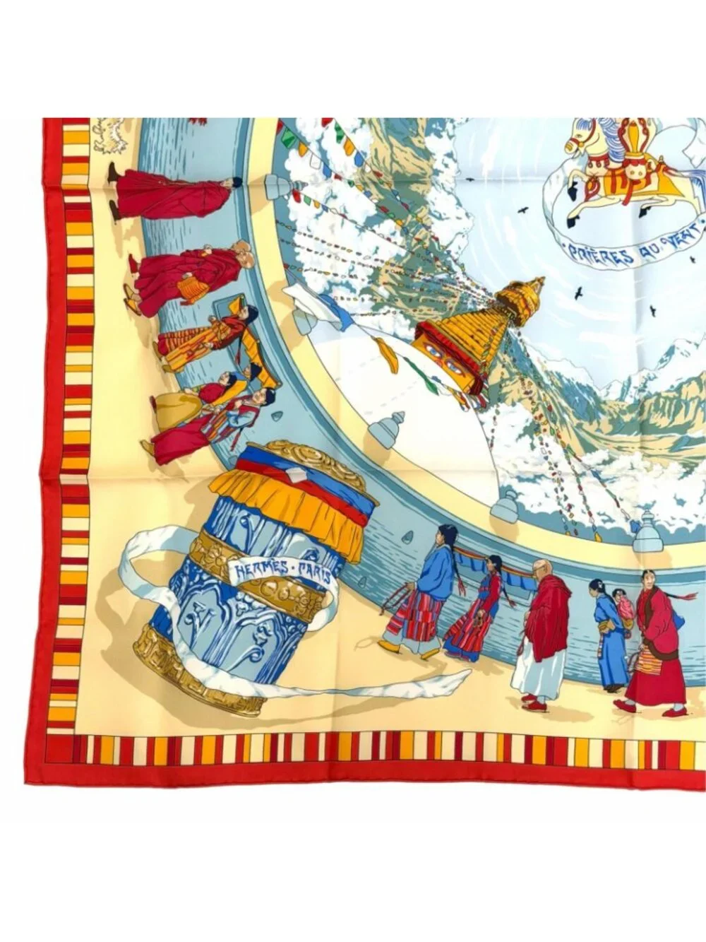 Hermes Prieres AU Vent Prayer in the Wind Silk 100% Carre 90 Scarf